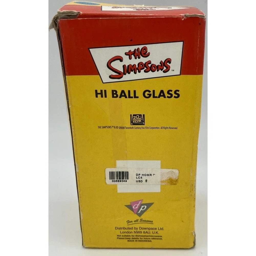 Simpsons Homer Simpson Hi Ball Glass D'OH Underwear 2000 New In Box
